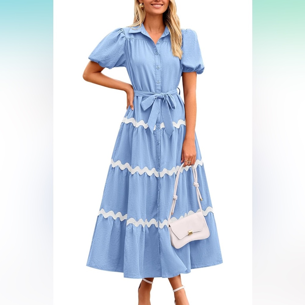Pretty Garden Ric Rac Maxi Belted Dress-Coastal Grandmother Look